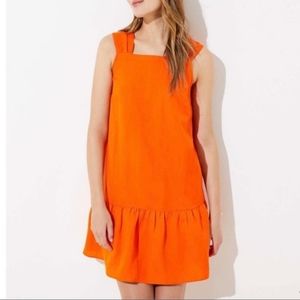 Loft Orange Square Neck Flounce Dress Sixe XL